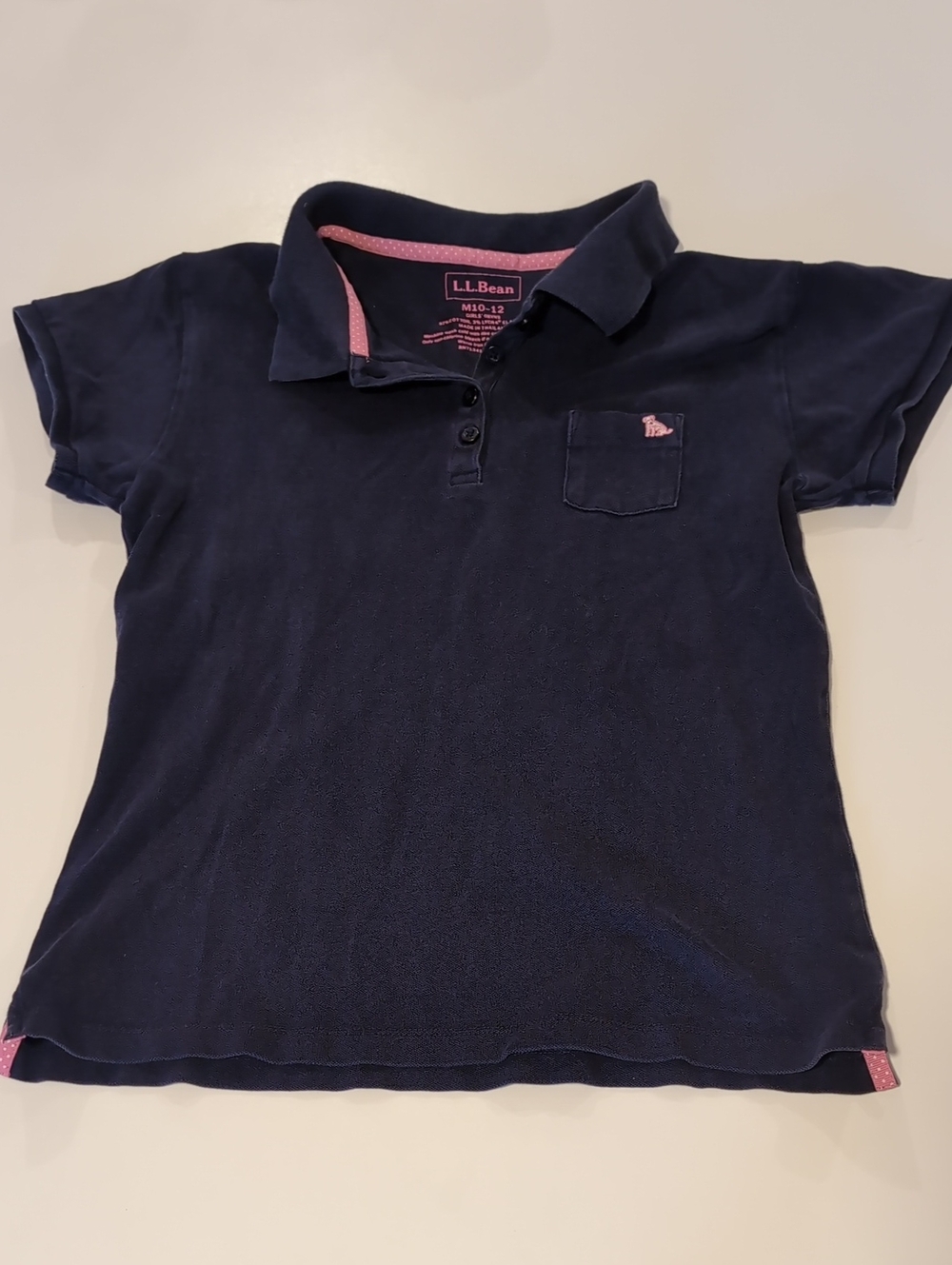 L.L. Bean Navy Polo with Pink Trim